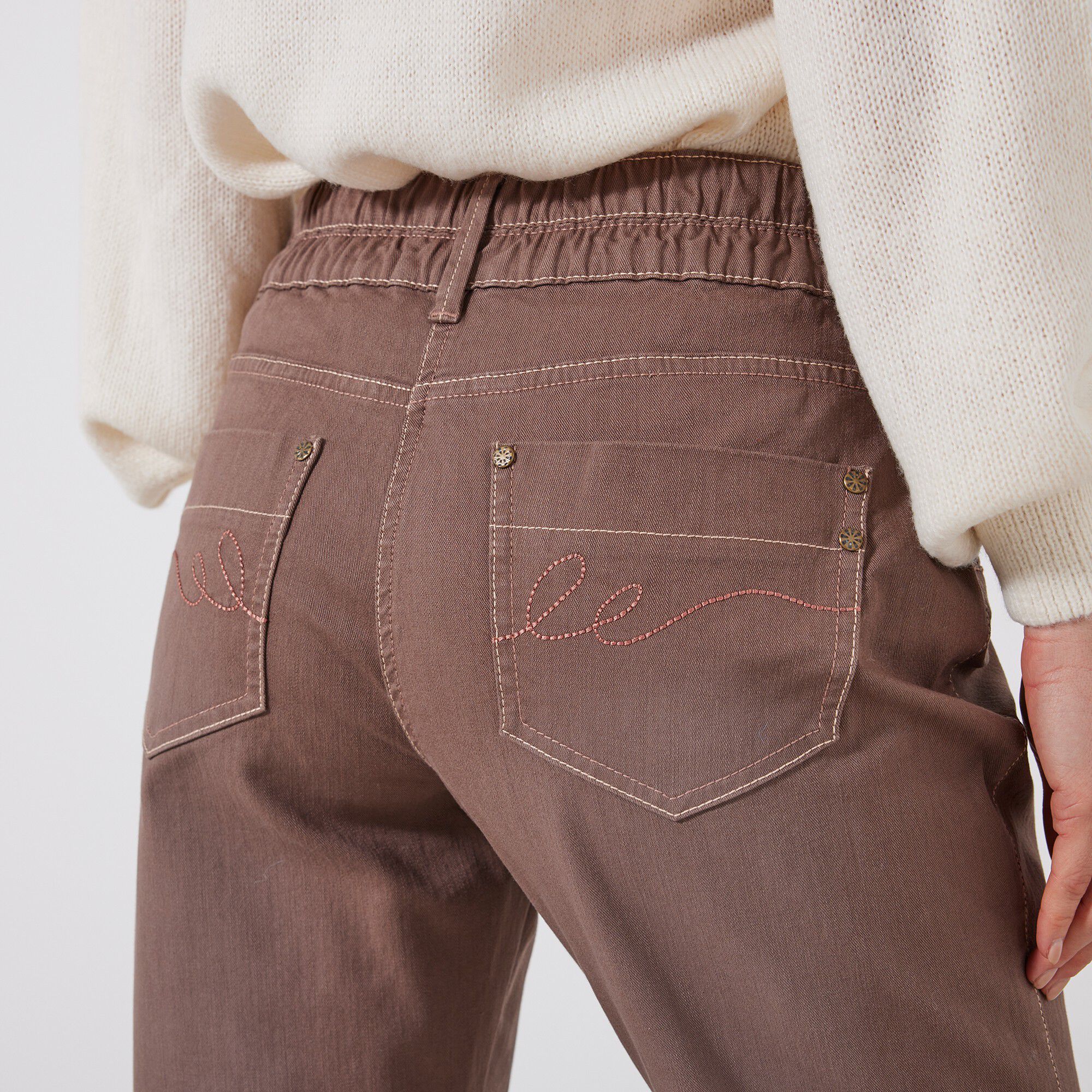Jean mom couleur taille élastiquée