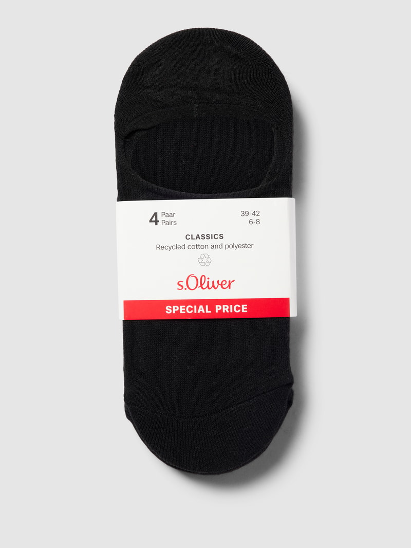 Füßlinge mit Stretch-Anteil im 4er-Pack in schwarz