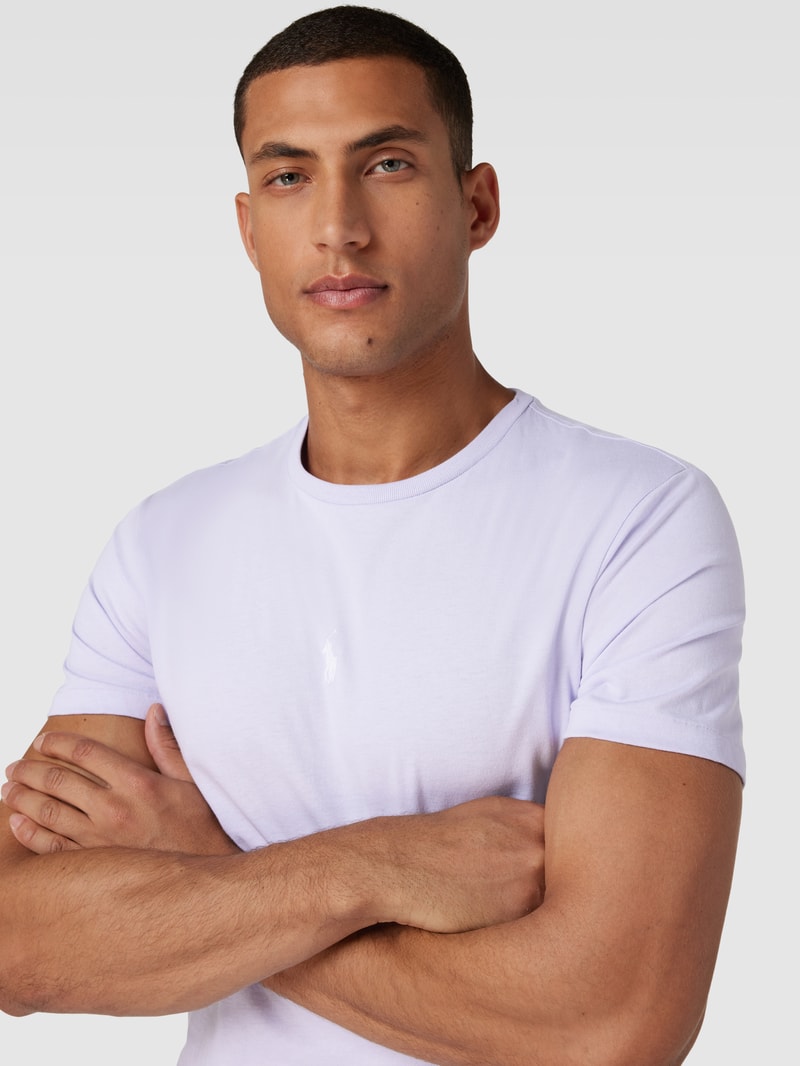 T-Shirt mit Logo-Stitching in flieder