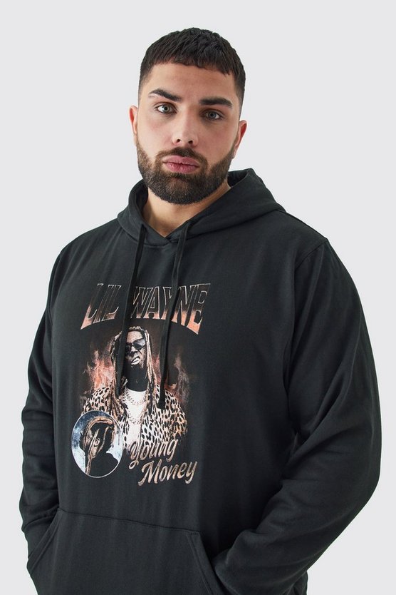 Plus Hoodie mit Lil Wayne Young Money Print