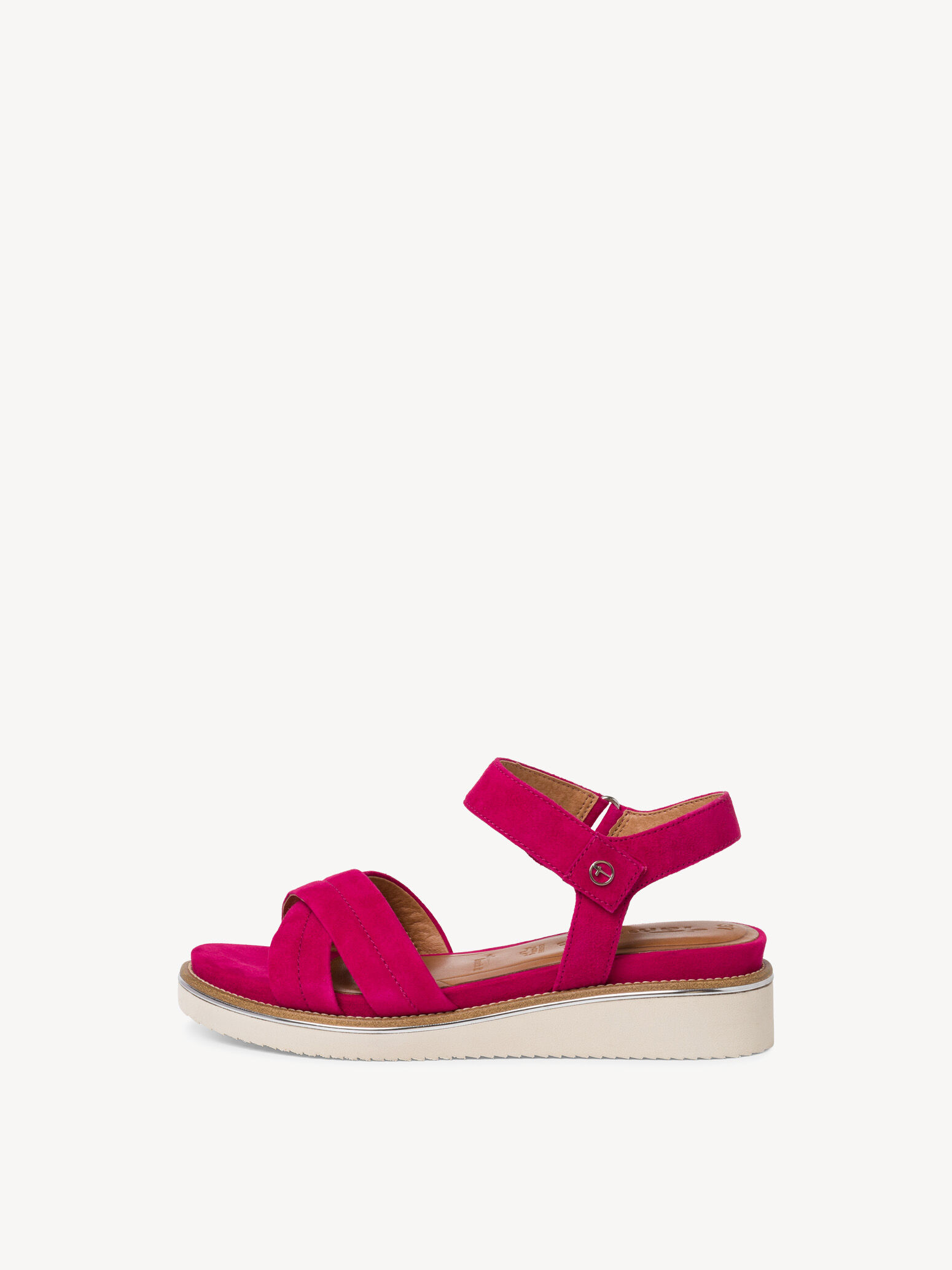 Sandale à talon en cuir - rose fuchsia