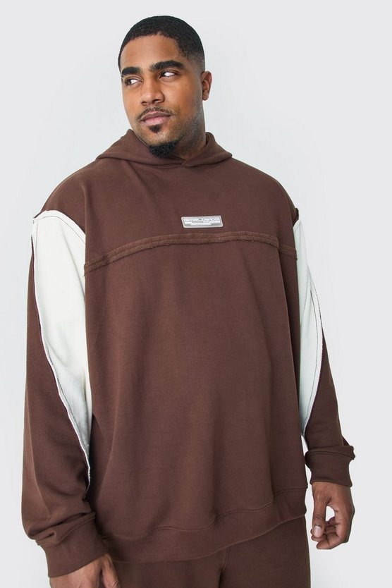 Plus Oversize Hoodie mit rohem Saum