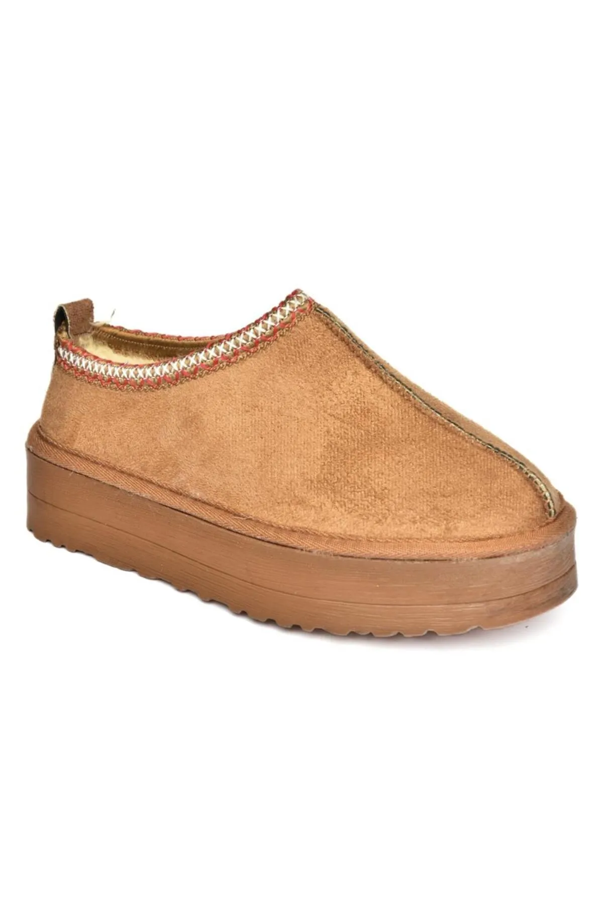Fox Shoes  R612047302 Damen-Hausschuhe aus hellbraunem Wildleder mit pelziger Innenseite und dicker Sohle