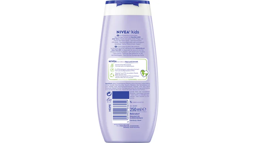 NIVEA kids 3in1 Duschgel Shampoo & Spülung Bezaubernder Beerenduft 250 ml