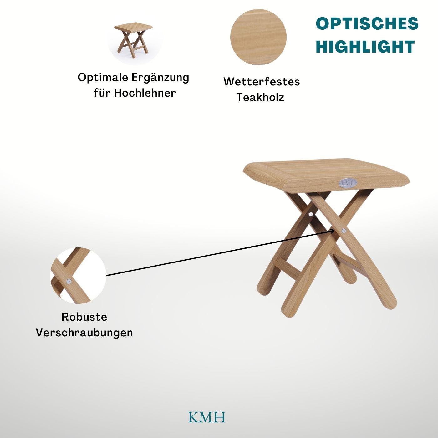 KMH Fußhocker TEAK Fußhocker *Turtle* (102124)