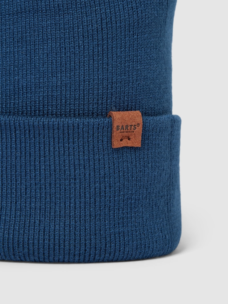 Beanie mit Label-Detail Modell 'WILLES' in jeans