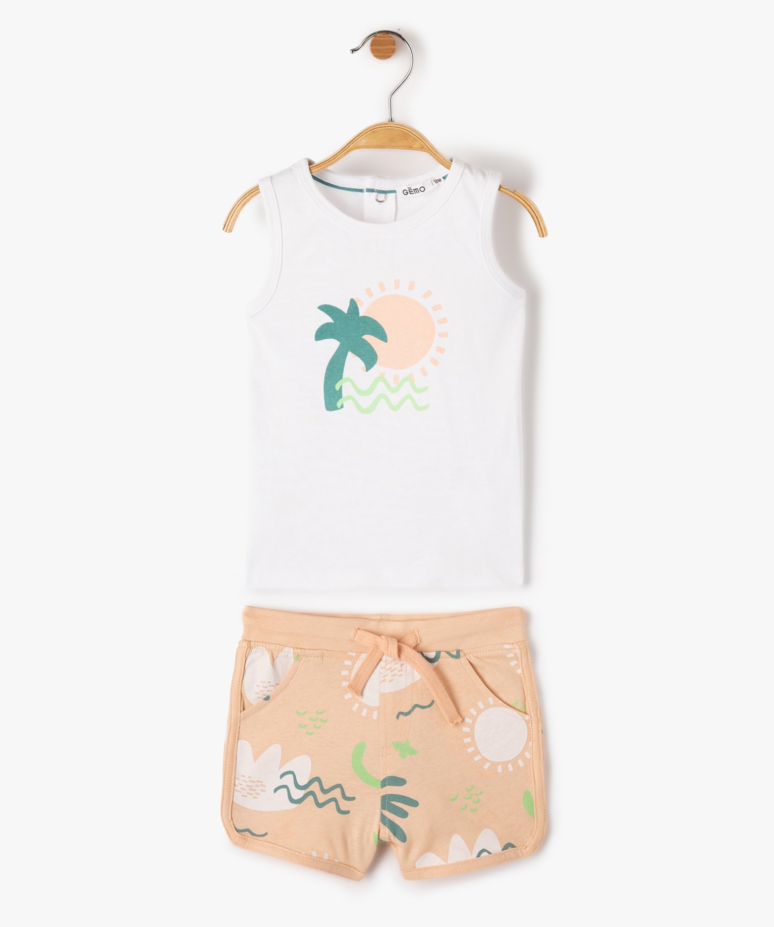 Ensemble bébé fille 2 pièces : short + débardeur imprimés orange | GEMO