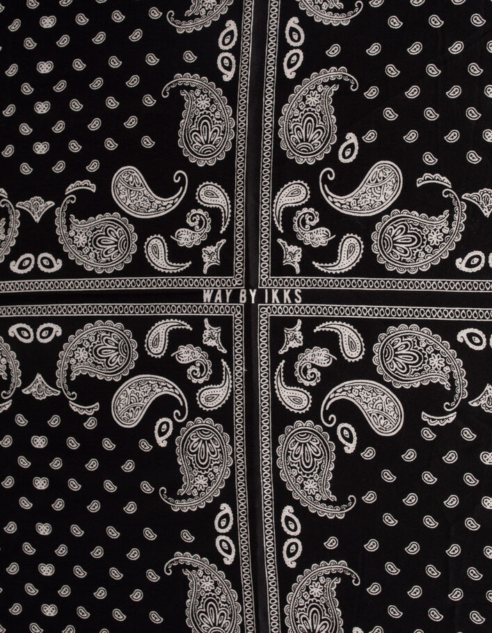Foulard noir satiné motif bandana fille