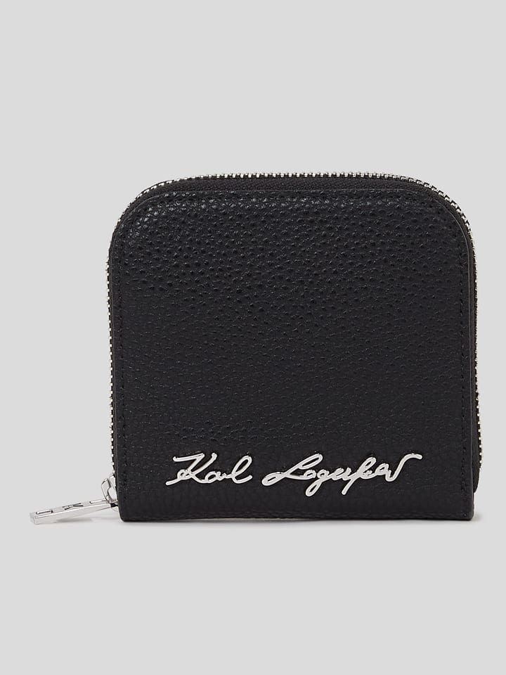 Karl Lagerfeld Leder-Geldbörse in Schwarz günstig kaufen onesize