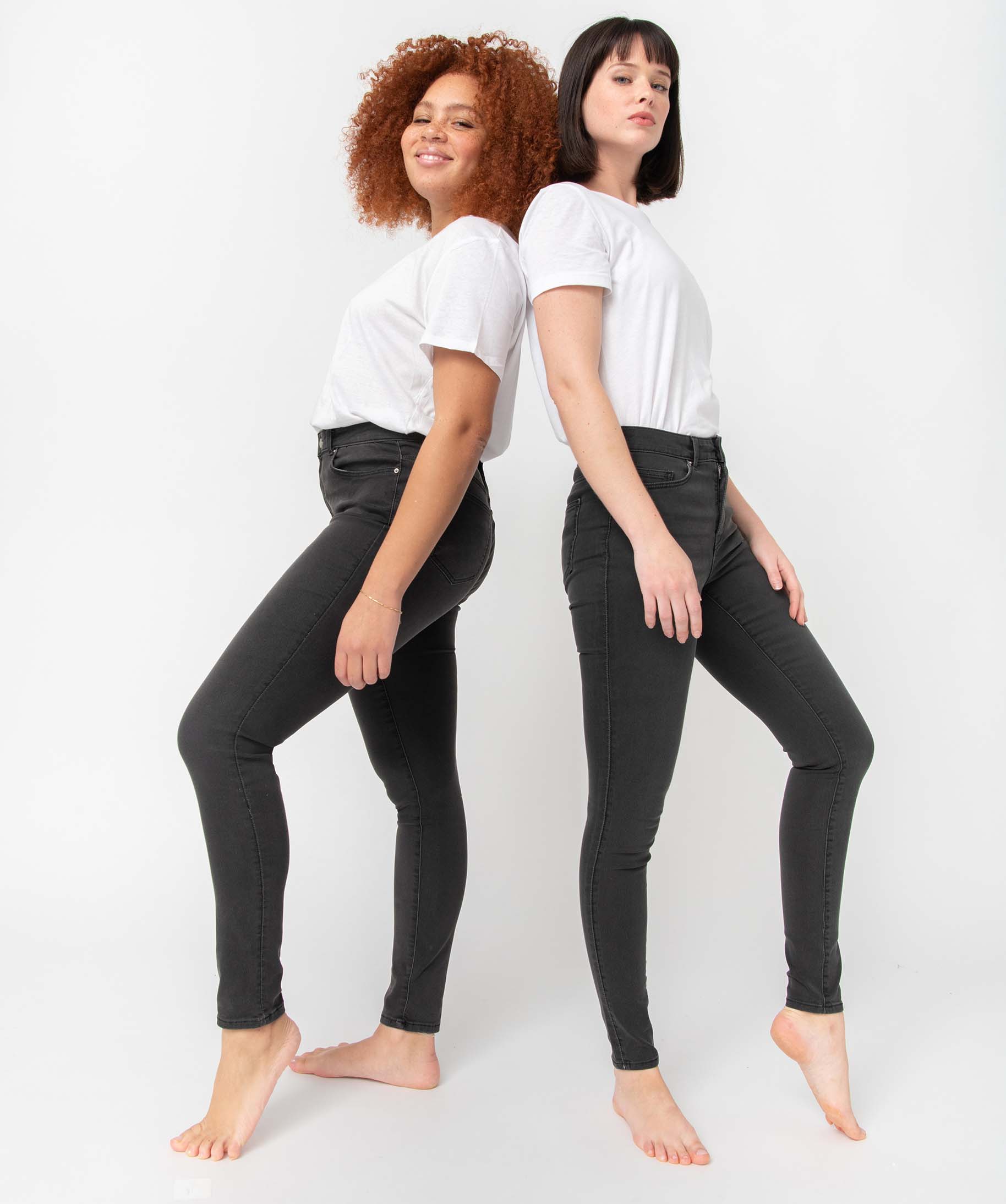 Jean femme coupe skinny taille haute gris | GEMO