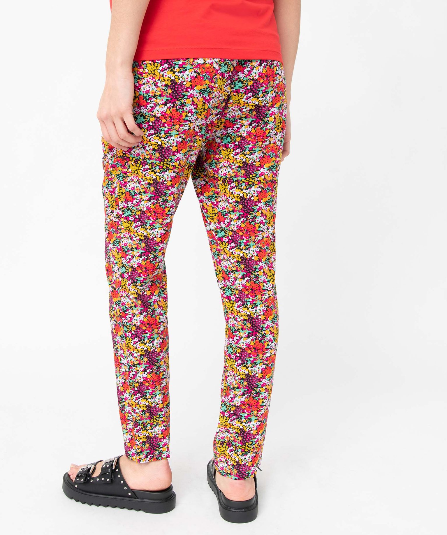 Pantalon de grossesse imprimé fluide à taille smockée divers | GEMO