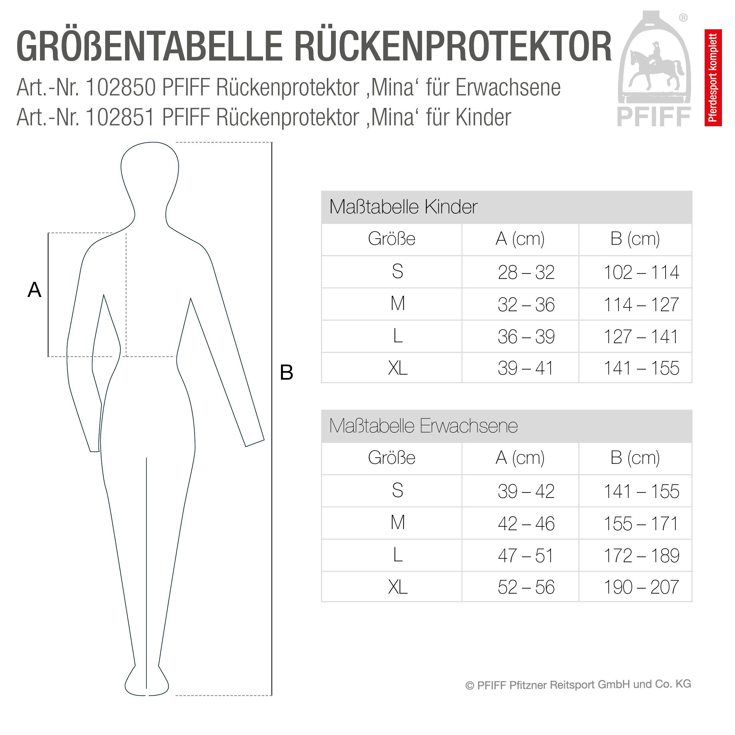 PFIFF Rückgrat-/Rückenprotektor 'Mina' für Kinder und Erwachsene
