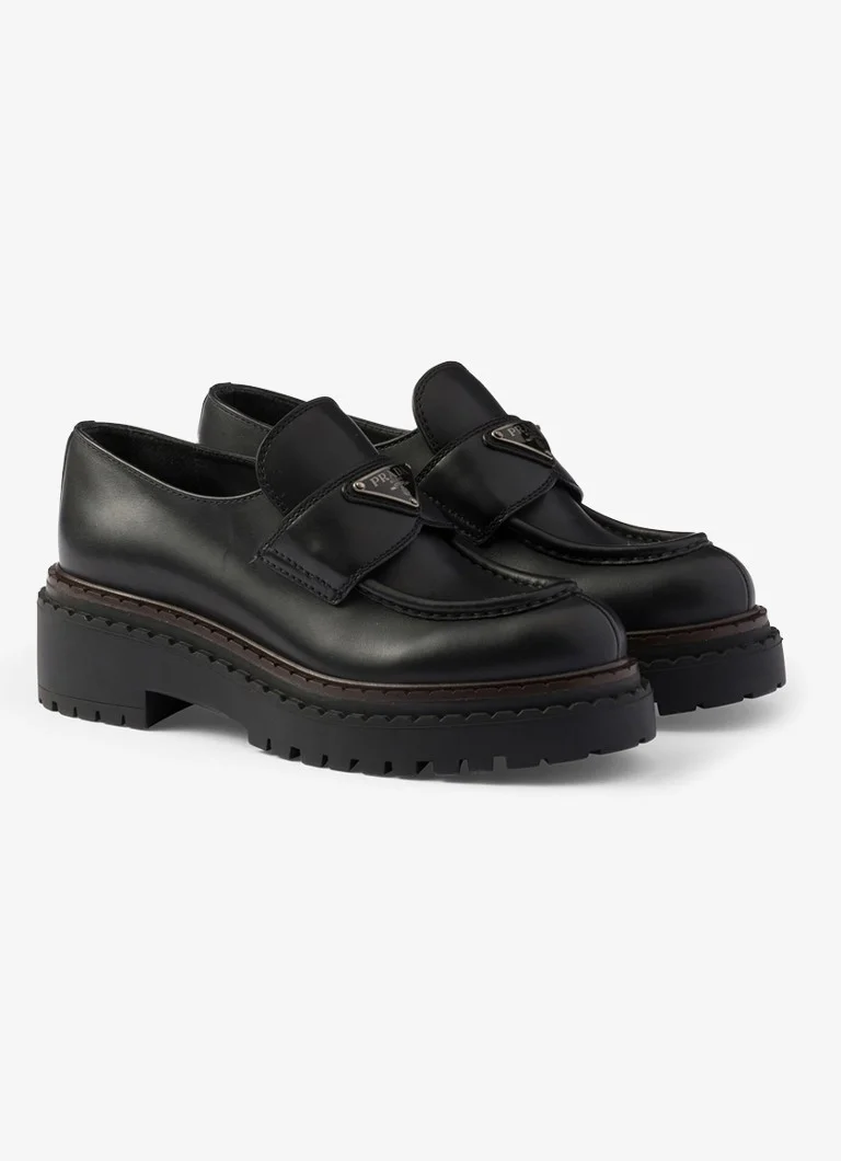 Prada  Double Chocolate loafer van leer