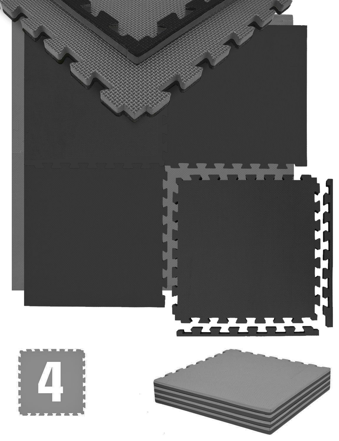 eyepower Fitnessmatte 2 cm Dick: 1m² Bodenschutz Fitnessmatte 50 x 50 cm, 4 Sportmatten Optische Mängel