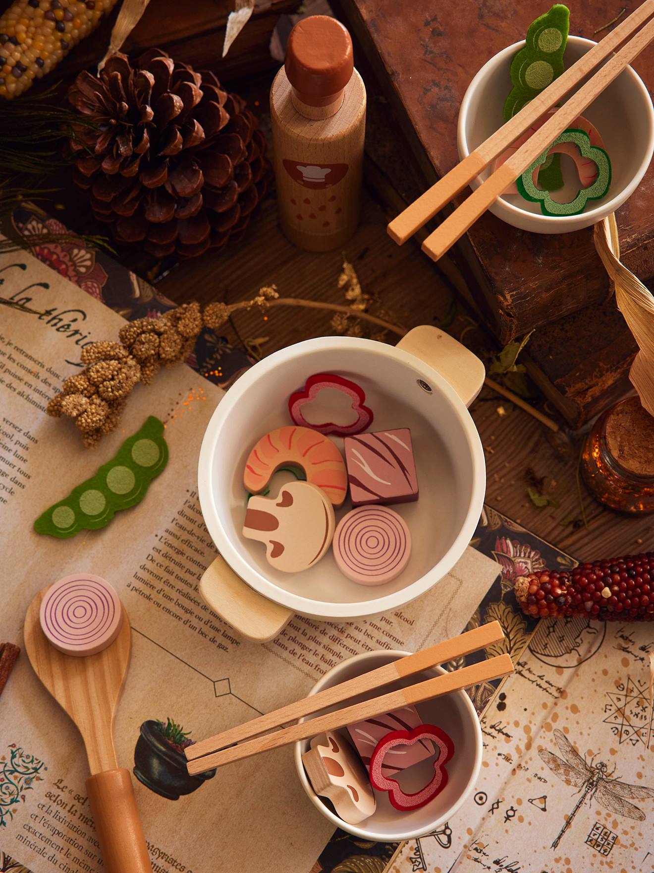 Set wok de légumes en bois FSC® beige