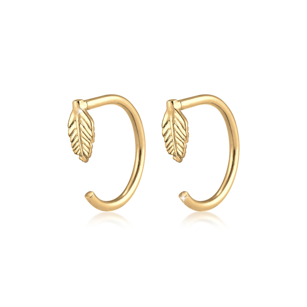 Elli Elli Boucles d'Oreilles Feder Boho Gipsy Creole 925 Sterling Silber Boucles d'oreilles