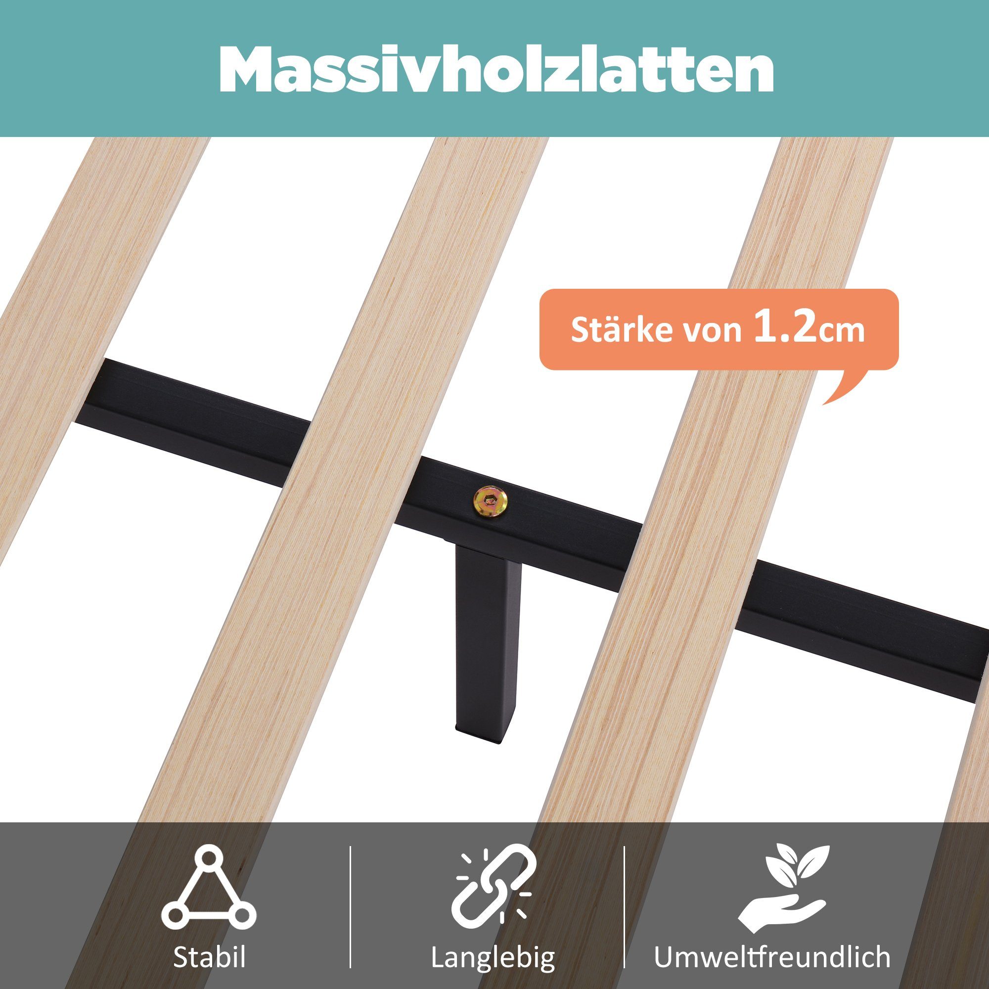 Flieks Polsterbett, Doppelbett mit Lattenrost und Kopfteil Samt 160x200cm