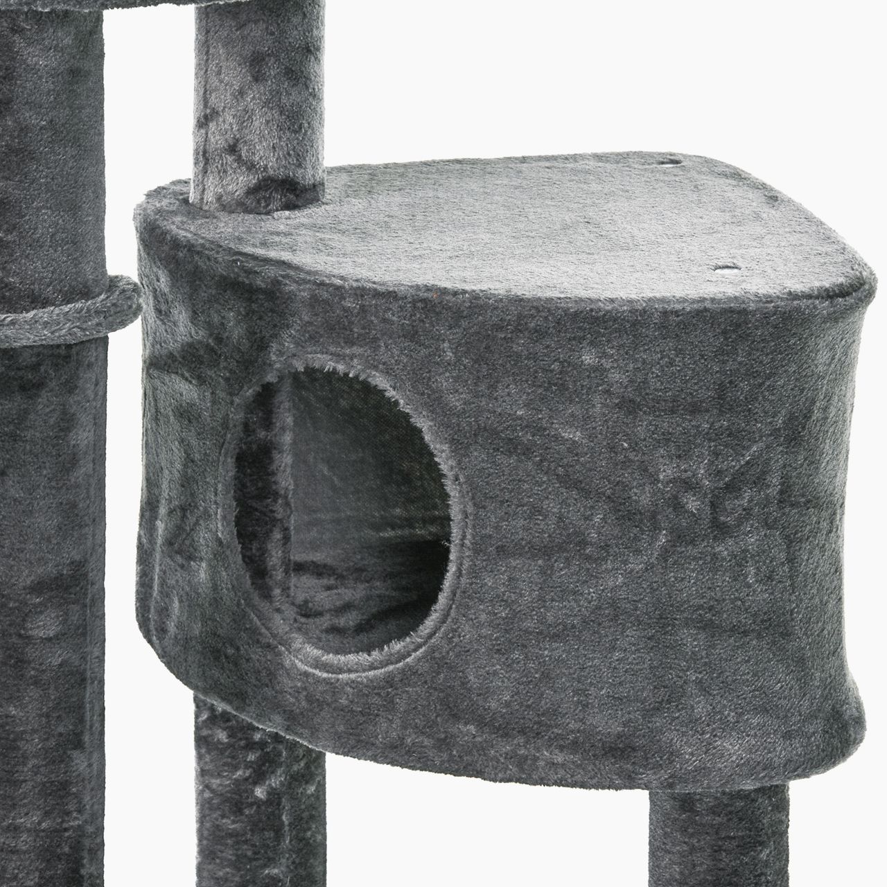 PawHut Kratzbaum mit Sisalsäulen, Katzenkratzbaum, Katzen Kletterbaum, Dunkelgrau, 55 x 45 x 220-265cm