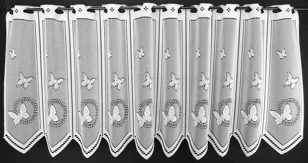 Scheibengardine nach Maß Schmetterlinge, Gardinen Kranzusch, Stangendurchzug (1 St), transparent, Kurzgardine, Stablöcher, transparent, verschiedene Höhen und Breiten