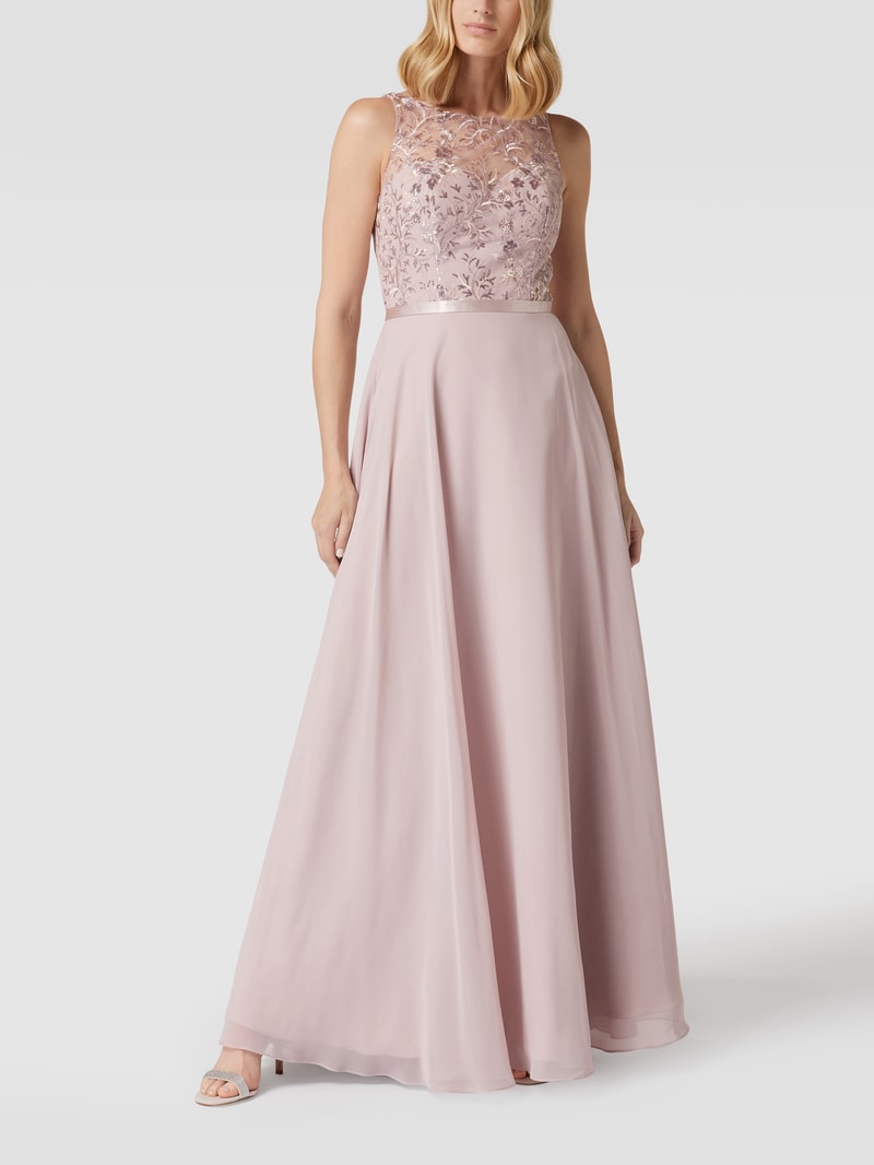 Abendkleid mit Paillettenbesatz in mauve