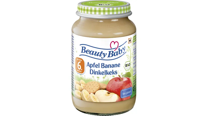 Beauty Baby Babygläschen Bio Fruchtbrei Apfel Banane Dinkelkeks 190 g