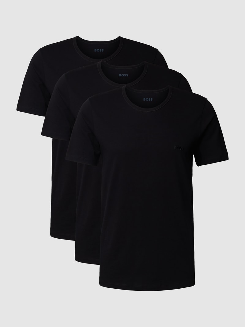 T-Shirt mit Label-Stitching im 3er-Pack Modell 'Classic' in schwarz