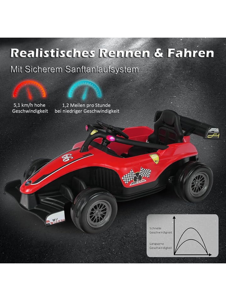 COSTWAY 12V Elektro Rennauto in Rot günstig kaufen 128 cm