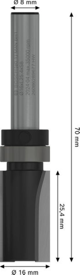 Accesorios Bosch Blue 2608629677 PRO Broca para fresadora de copia de 8 mm, D1 16 mm, L 25,4 mm
