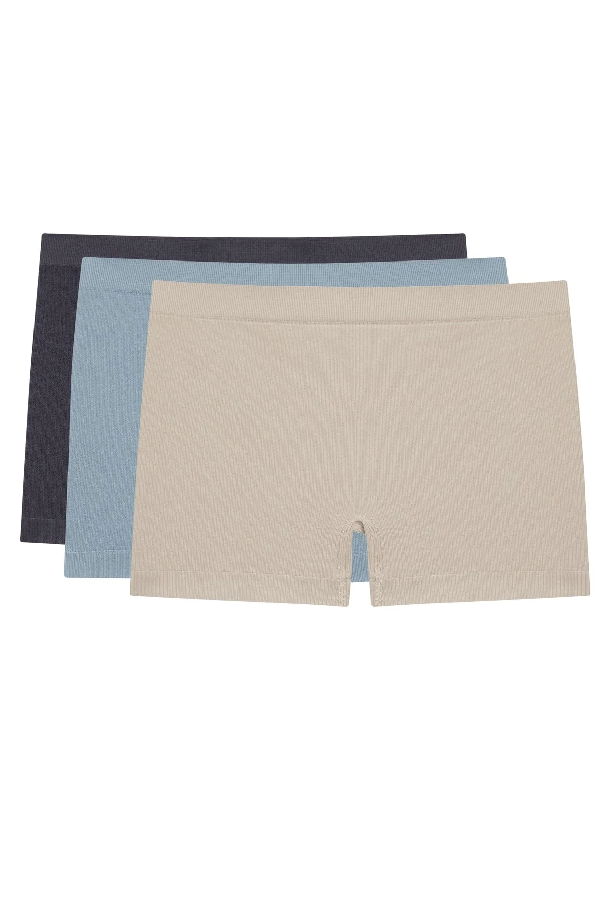 LOS OJOS  3-teilige gerippte nahtlose Boxershorts 3xboyshort