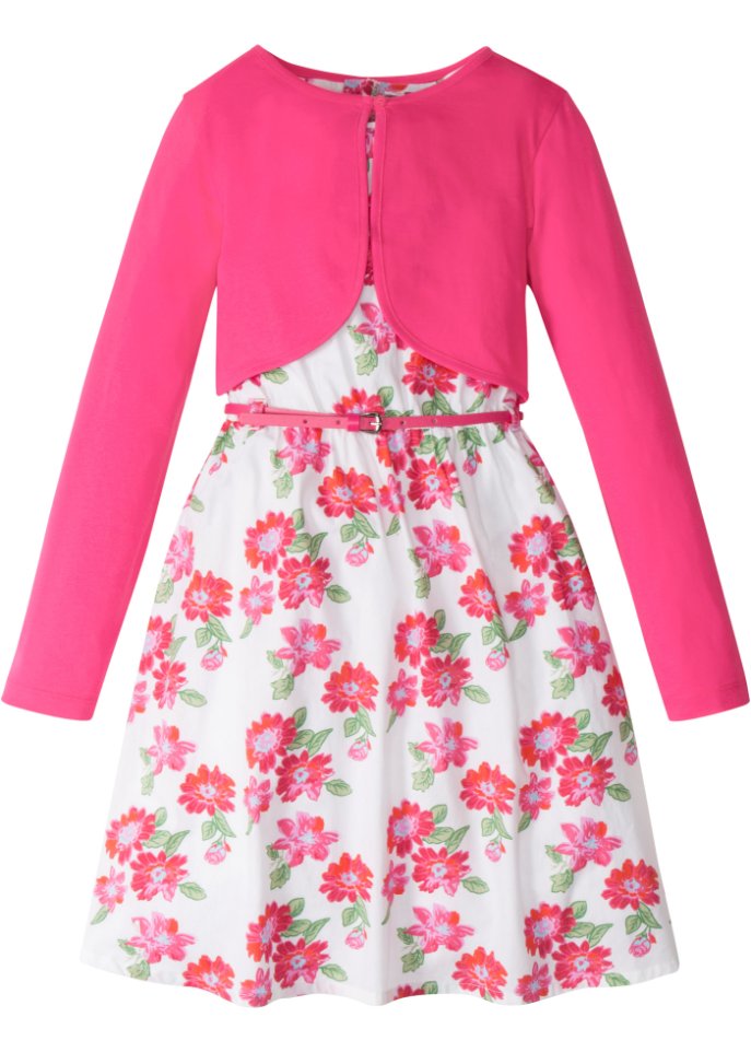 Mädchen Kleid + Gürtel + Bolero (3-tlg. Set)