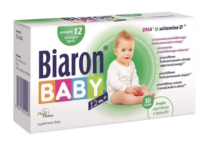 Biaron Baby, DHA + vitaminas D vaikams nuo 12 mėnesių amžiaus, lašai išspausti iš kapsulės