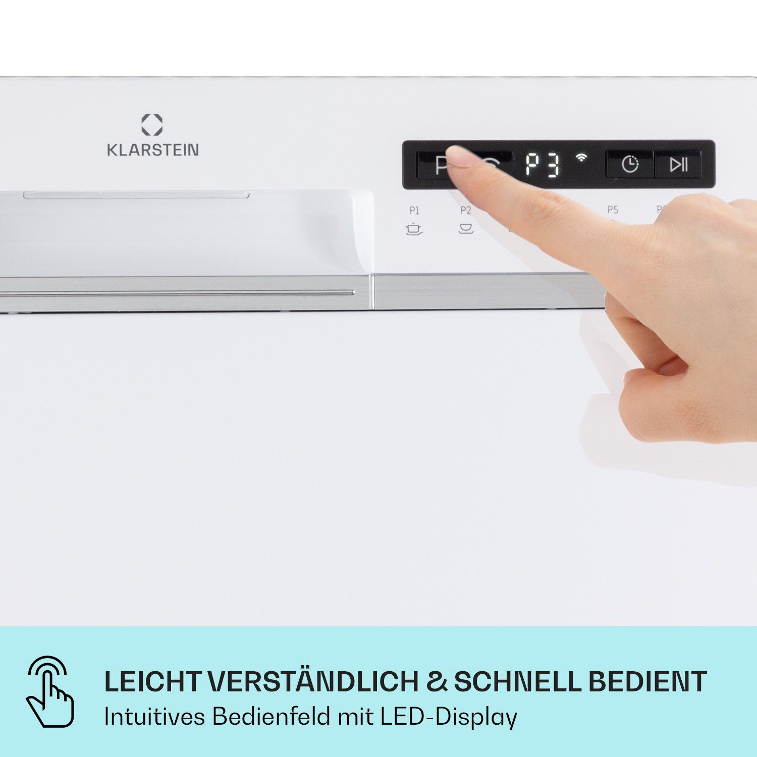 Klarstein Standgeschirrspüler Amazonia 6 Smart Geschirrspüler App-Steuerung freistehend 1380W, 10041885, 6.5 l, Spühlmaschine 55 cm freistehend oder einbaufähig weiss
