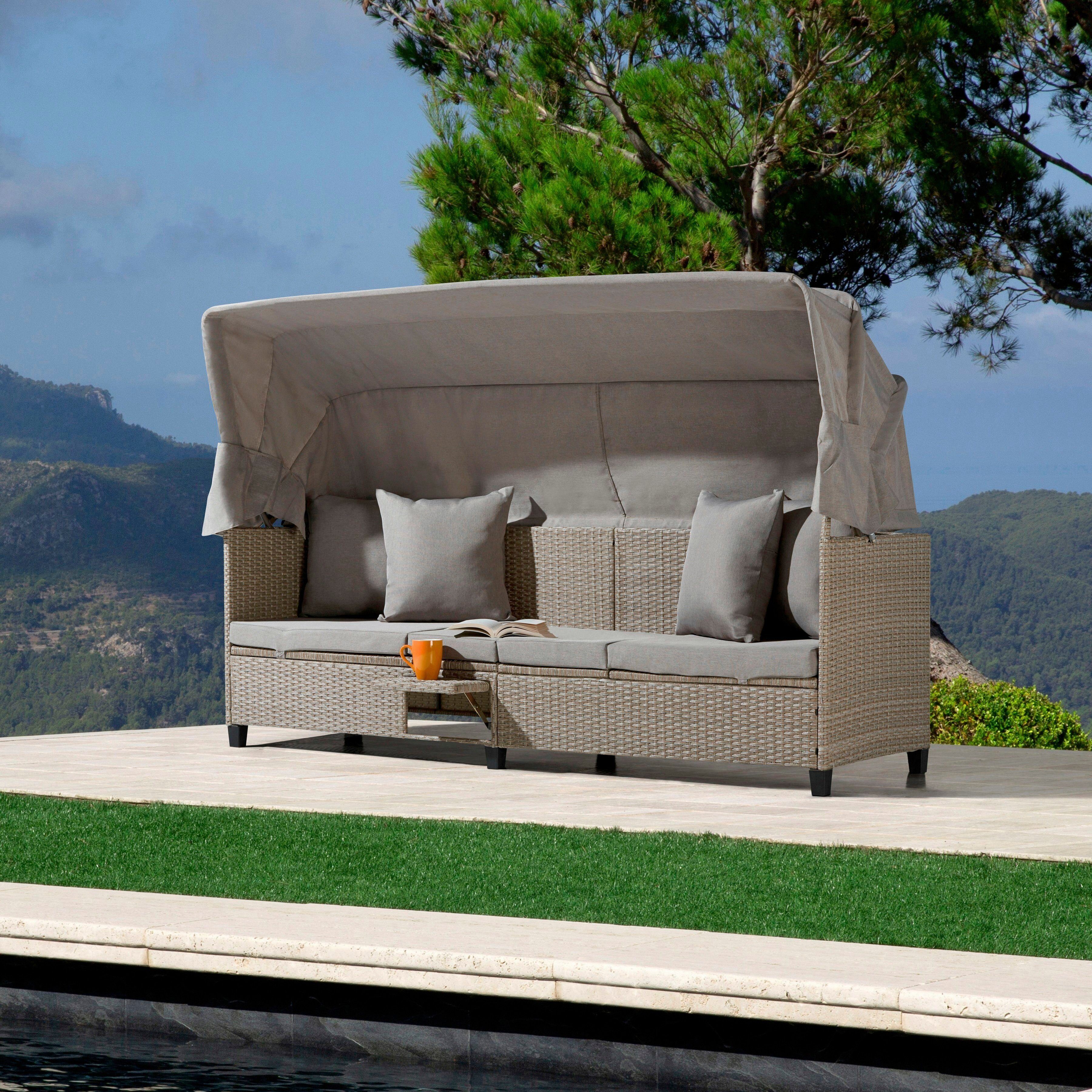 KONIFERA Loungesofa Alabama, BxTxH: 200x133x60 cm, Polyrattan, inkl. Auflage