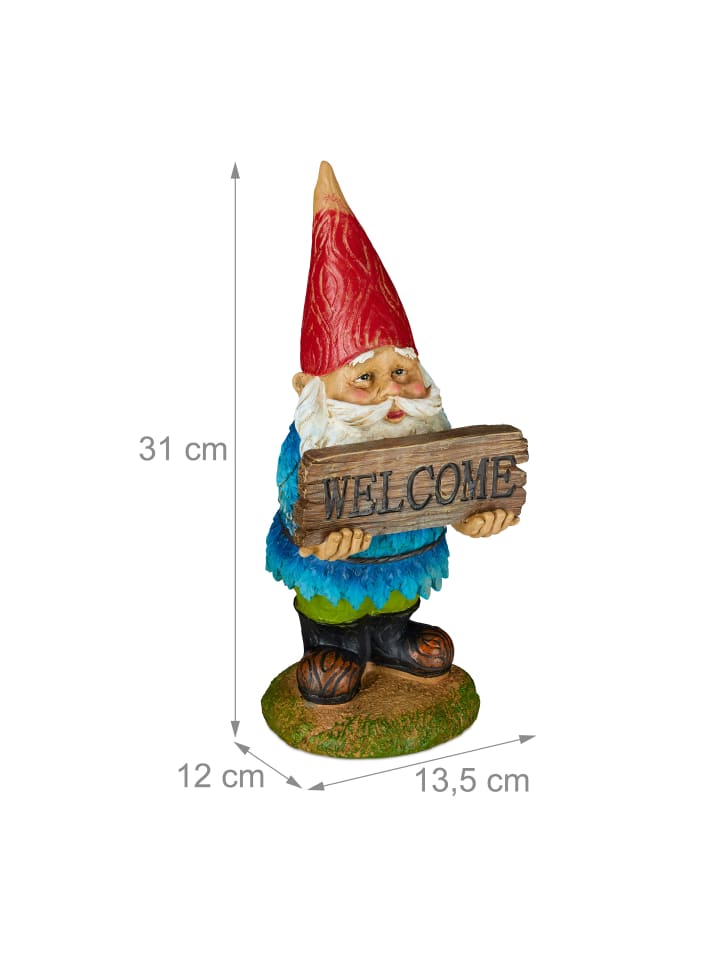 relaxdays Gartenzwerg Welcome in Bunt günstig kaufen onesize