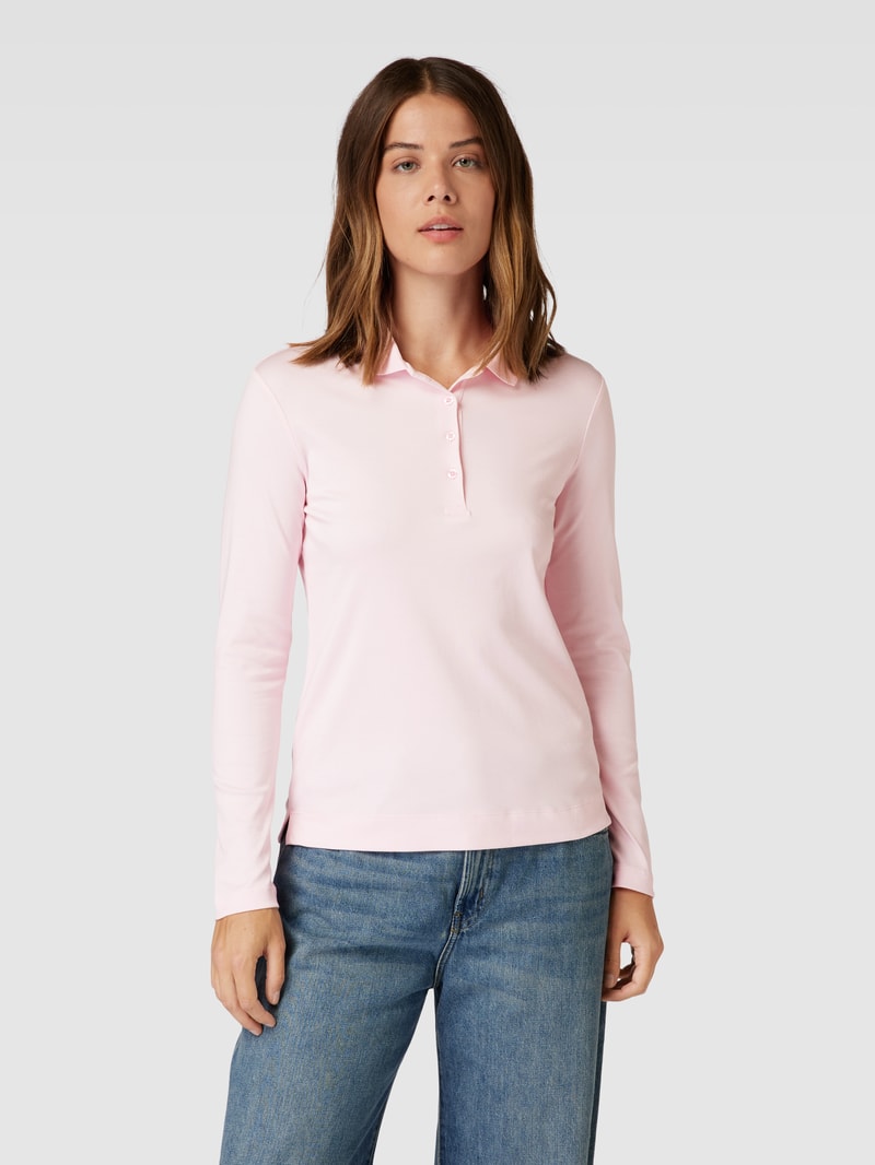 Longsleeve mit Polokragen in hellrosa
