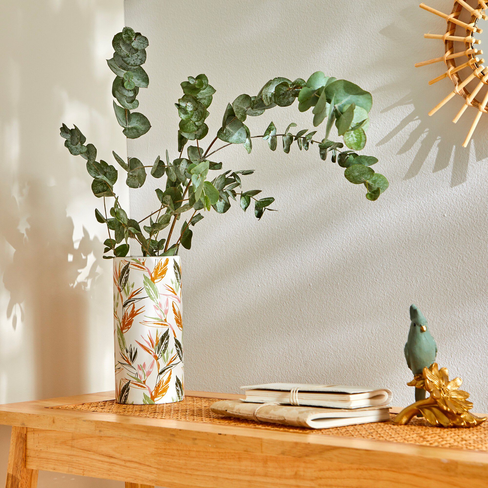 Vase cylindrique imprimé végétal