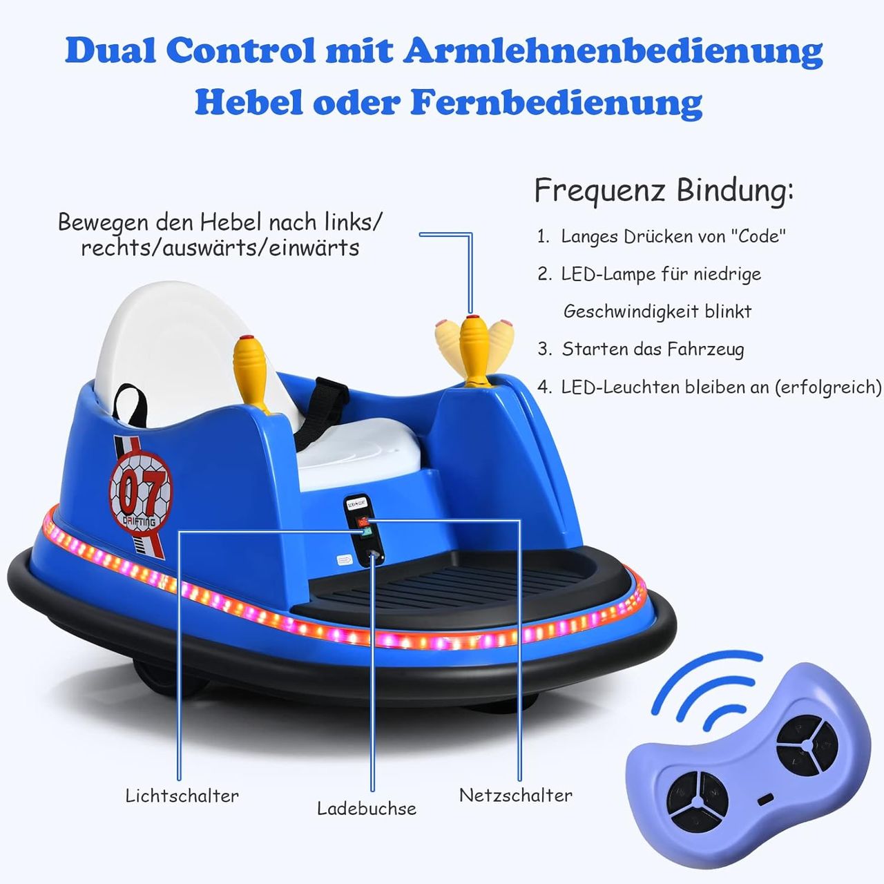 Costway 6V Aufsitz Autoscooter mit bunten Lichtern und Musik