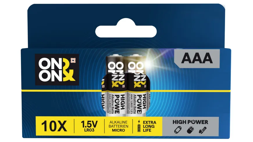 ON&ON Batterien Micro AAA LR03 1,5V, 10 St