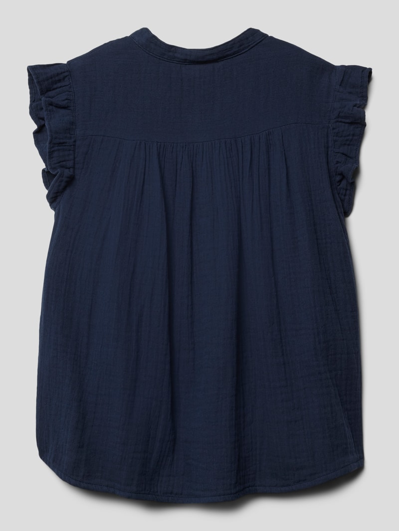 Blusenshirt aus Baumwolle mit Strukturmuster in marineblau