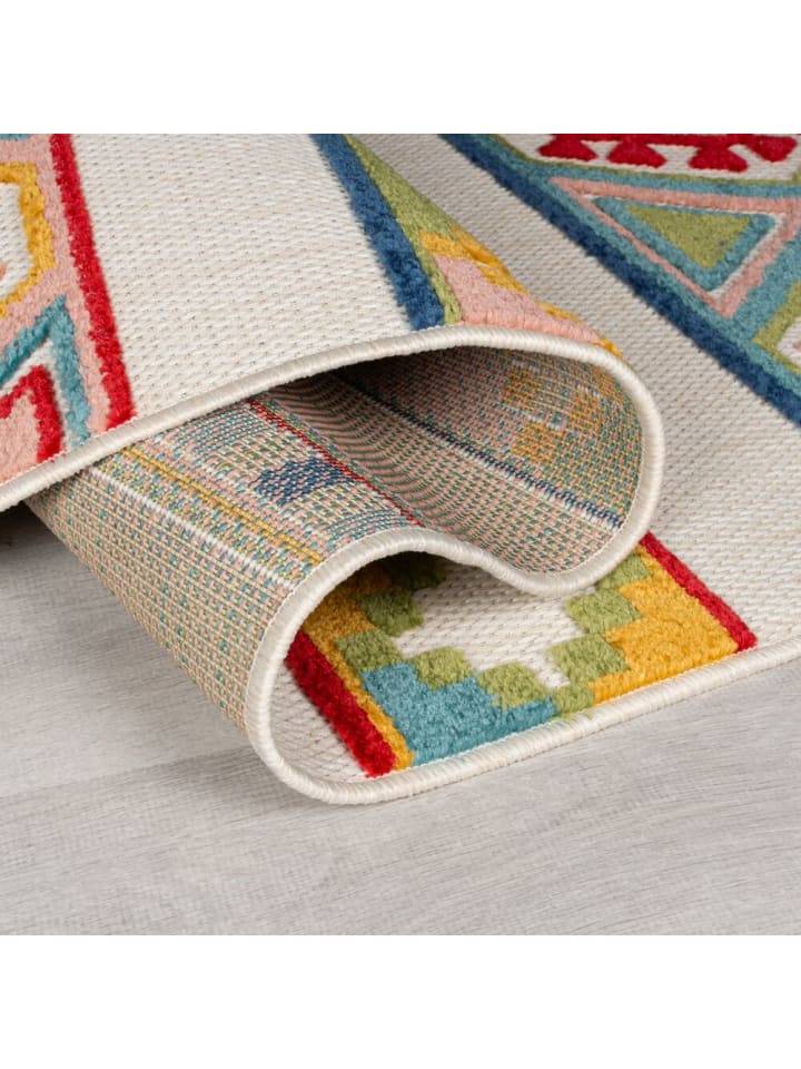 KADIMA DESIGN Superweicher, pflegeleichter Outdoor-Teppich mit geometrischem Muster günstig kaufen 200 x 290 cm