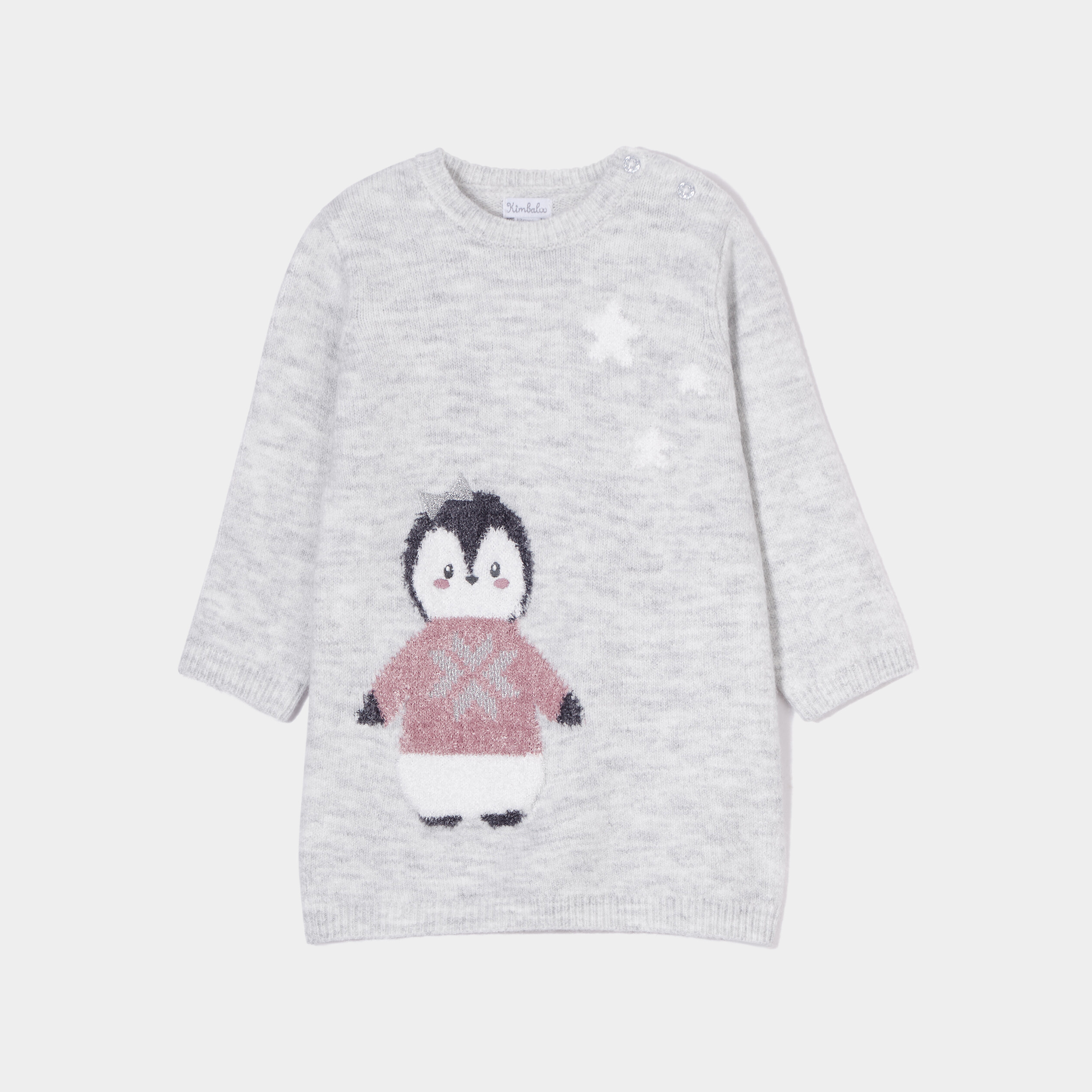 Robe pull épaule boutonnée Kimbaloo gris clair bébé fille | La Halle