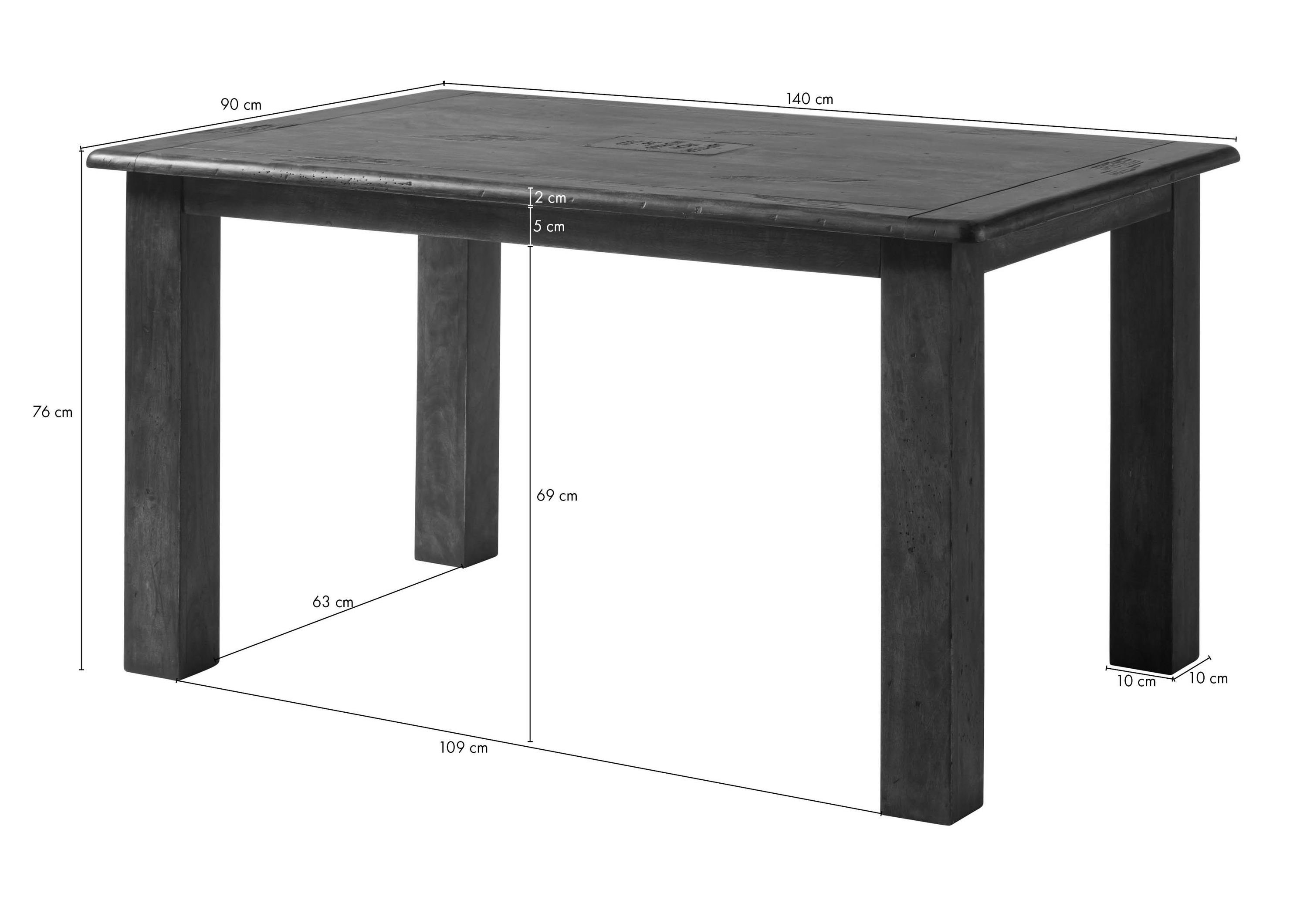 Massivmoebel24 Esstisch Esstisch Mango 140x90x76 braun lackiert RAILWAY #499
