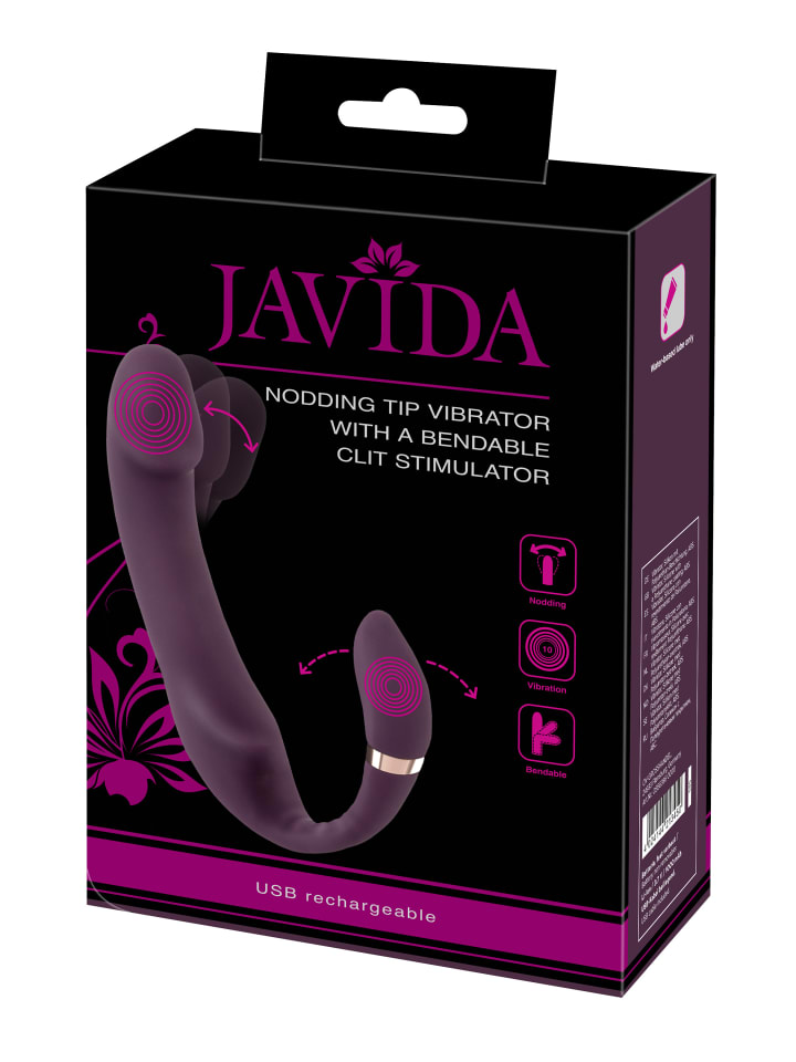 Javida Vibrator Nodding Tip Vibrator with Stimulator in lila günstig kaufen 18,5 cm