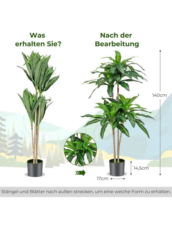 COSTWAY 140cm Kunstpflanze in Grün günstig kaufen onesize