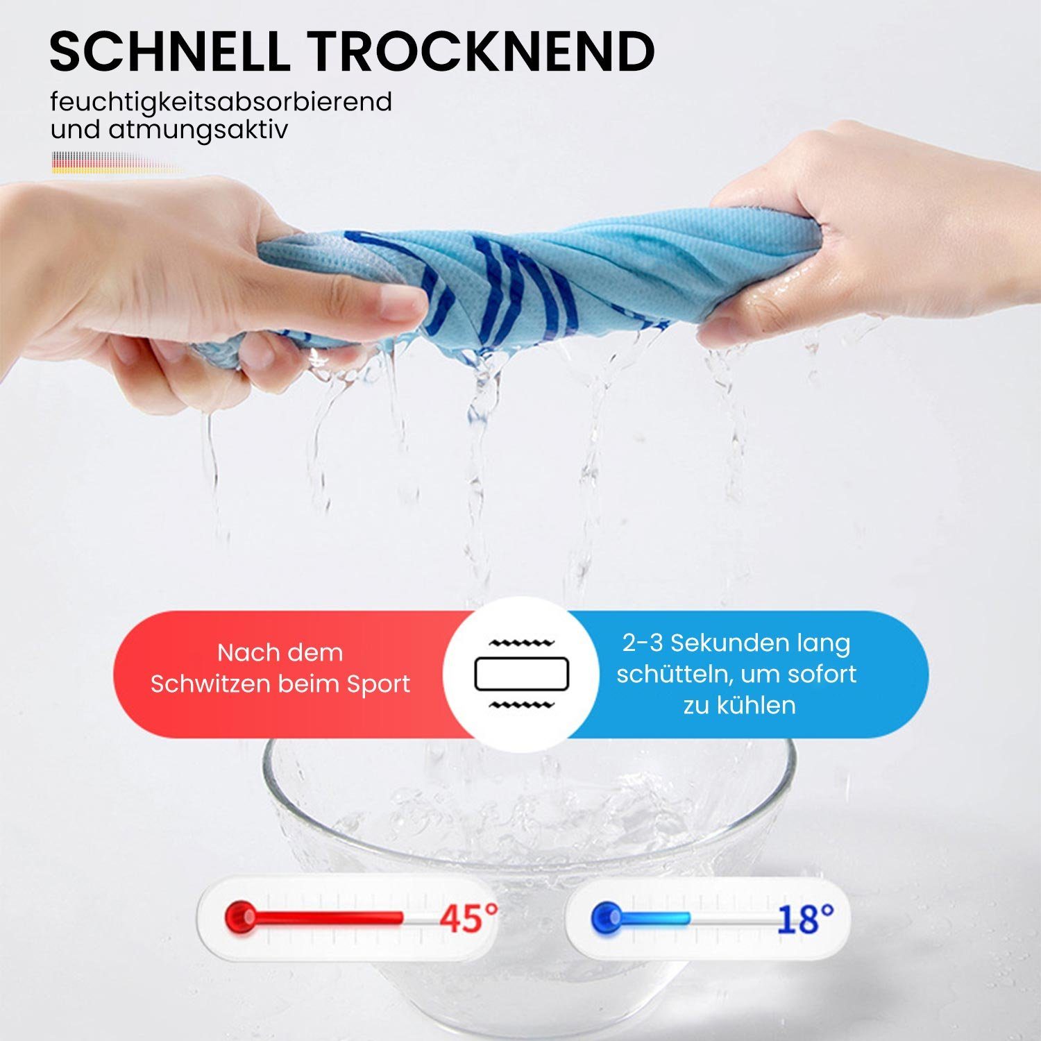 MAGICSHE Sporthandtuch Microfaser-Kühltuch, für Sport, Reisen, Camping