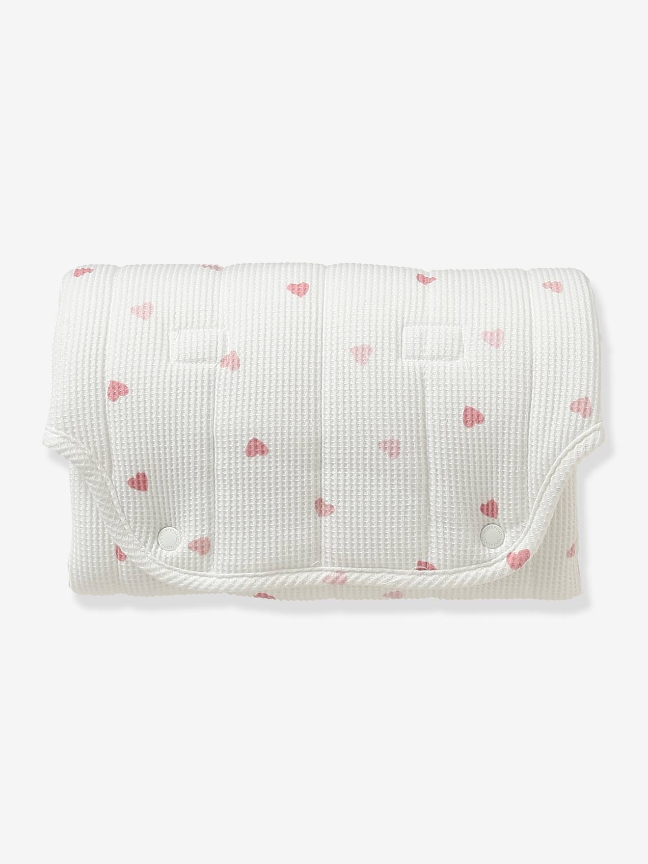Tapis à langer de voyage en nid d'abeille imprimé coeurs