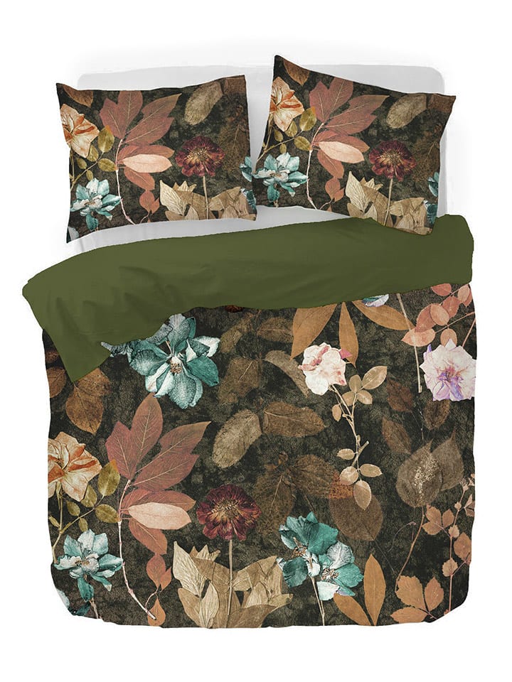 kayori Satin-Bettwäsche-Set in Grün/ Bunt günstig kaufen