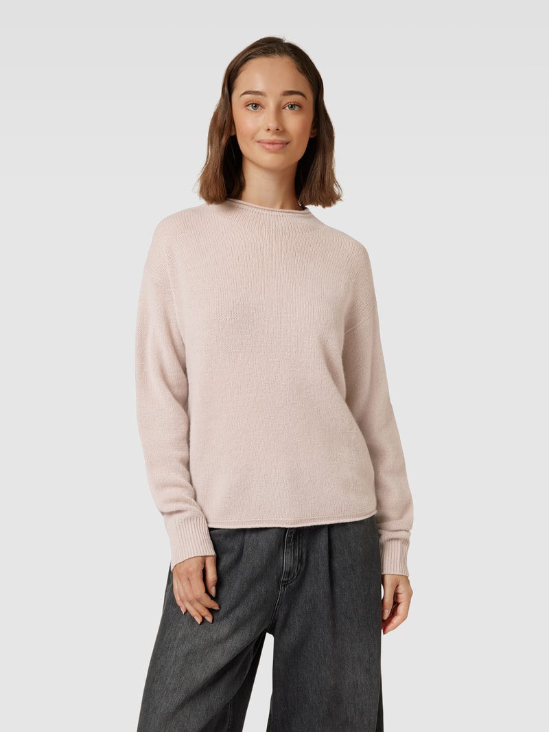 Strickpullover mit Rundhalsausschnitt in hellrosa