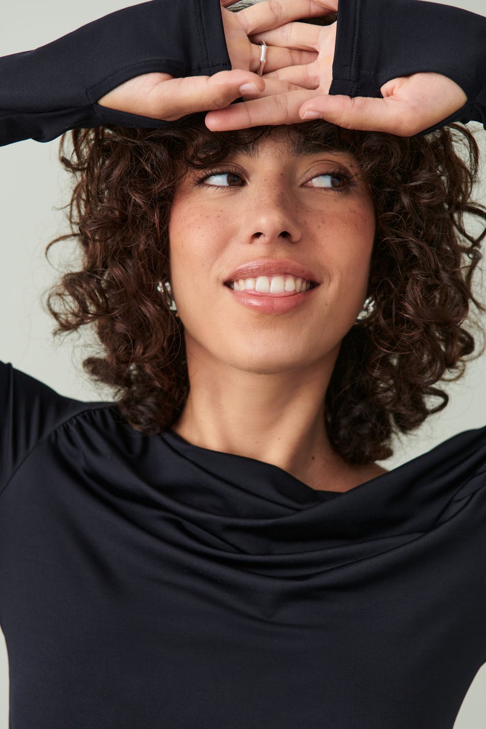 Ruched asymmetric micro top