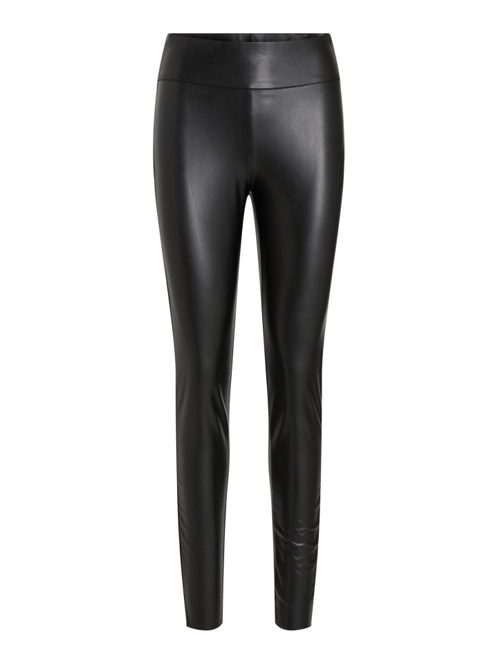 Vila PU Kunstleder Leggings High Waist Stretch Hose Beschichtet VIBARB in Schwarz günstig kaufen